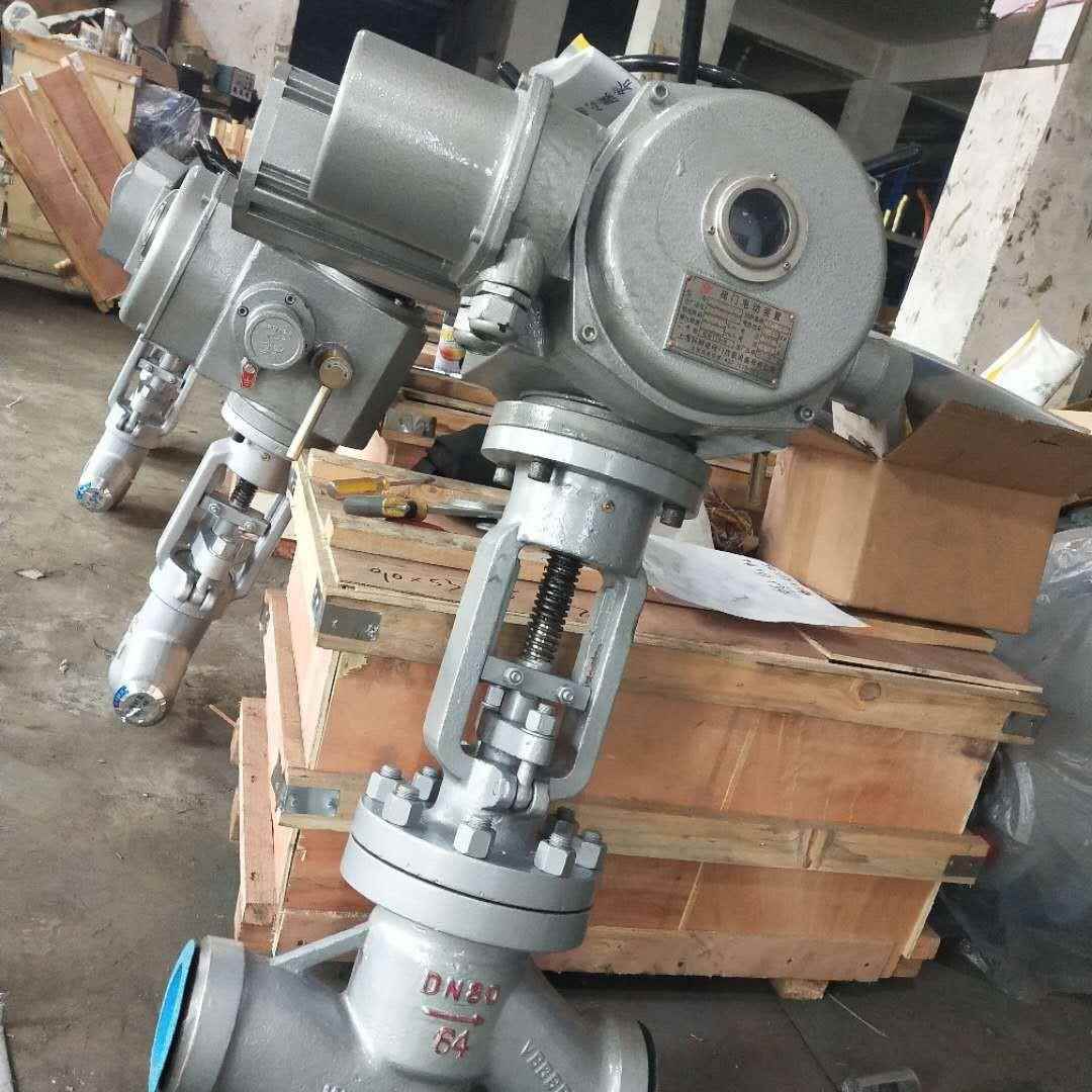 高压管道电动焊接截止阀J961H配上海科耐迪普通型阀门电动装置