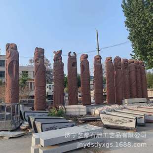 石雕红砂岩文化柱十二生肖二十四孝图腾柱华表罗马柱盘龙柱