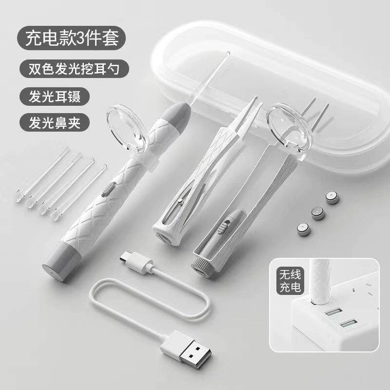 厂家现货婴儿挖耳勺儿童宝宝发光带灯软头幼儿扣耳屎镊子掏耳朵