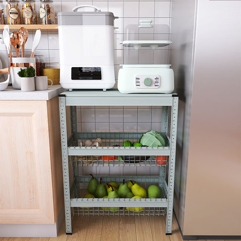 J6DA灰绿色厨房菜篮子置物架落地多层微波炉烤箱蔬菜收纳筐放菜架,厨房/烹饪用具,厨房抽屉置物架,淘宝优惠券,粉丝福利购,淘宝优惠卷