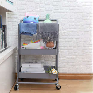 置物架小推车 金属铁网带轮可移动多层置物架厨房卧室床头储物架