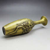 复古现货梅花花瓶古玩铜器批发旧做黄铜收藏厂家工艺品