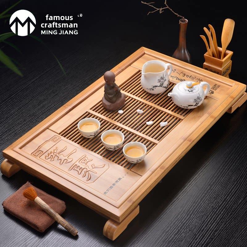 明江功夫茶具集水排水抽屉式竹茶盘茶海名匠两用大茶座茶几茶托