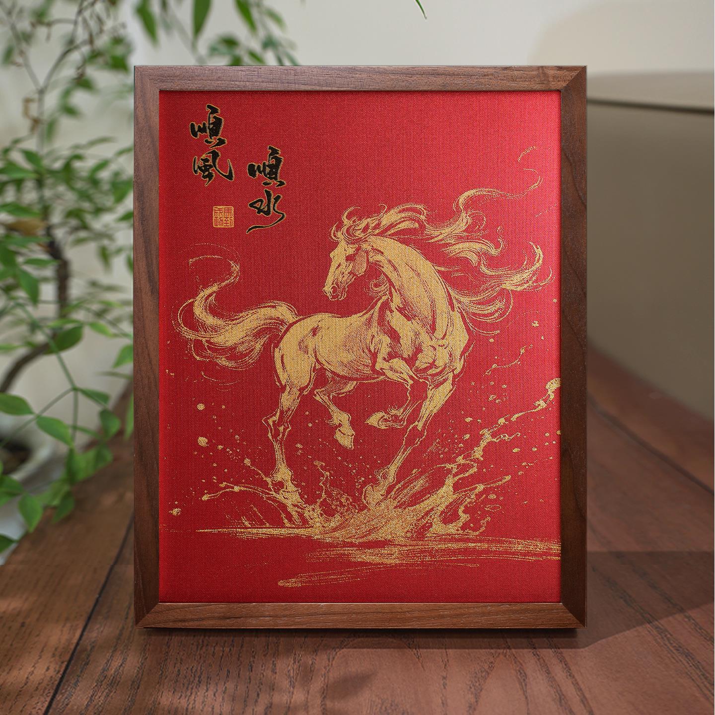 马年铜雕画生肖吉祥家居摆饰高端千里马客厅玄关桌面摆台商务礼物