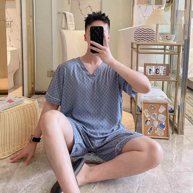 棉绸睡衣男短袖短裤夏季超薄凉快中老年爸爸可外穿家居服睡衣套装