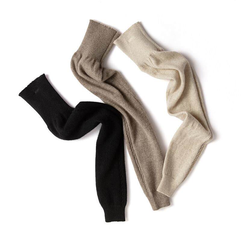 客供精品意单纯喀什米尔羊毛长版纯色护膝保暖老寒腿护腿男女自发