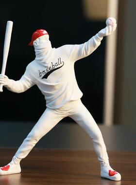 时尚工艺品蒙面欧美男孩街头艺术工业风人像雕塑摆件家居精美礼品