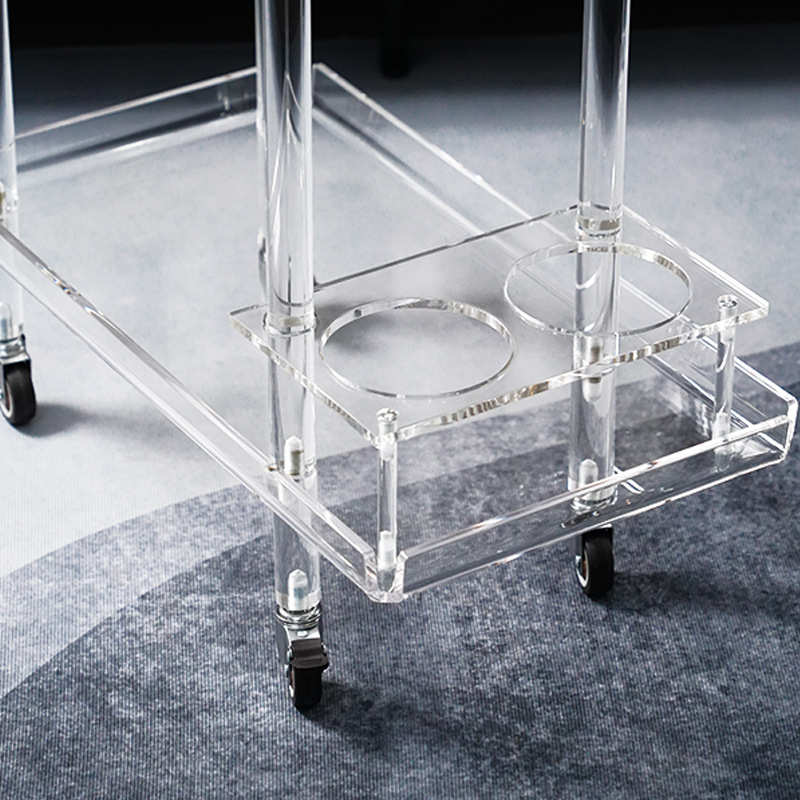亚克力边几推车收纳架创意家用餐边红酒置物架可移动沙发边框定制