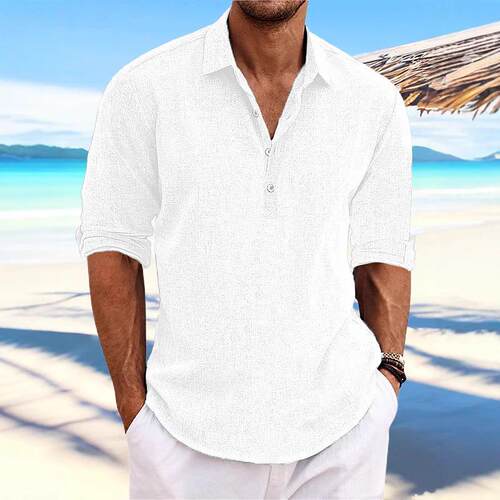 Men's long sleeved pullover collar shirt