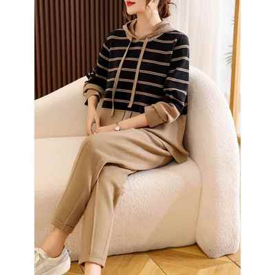 妈妈春装运动套装2025新款时尚贵妇人上衣服中老年女春秋连帽卫衣