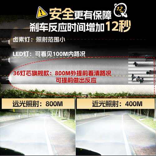 强光高亮车光H1灯d远近体光一透镜超亮聚光改装激光灯泡汽车le大