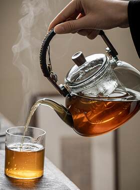 高档玻璃提梁壶电陶炉蒸煮茶壶加热烧水壶家用陶壶茶具煮茶器套装