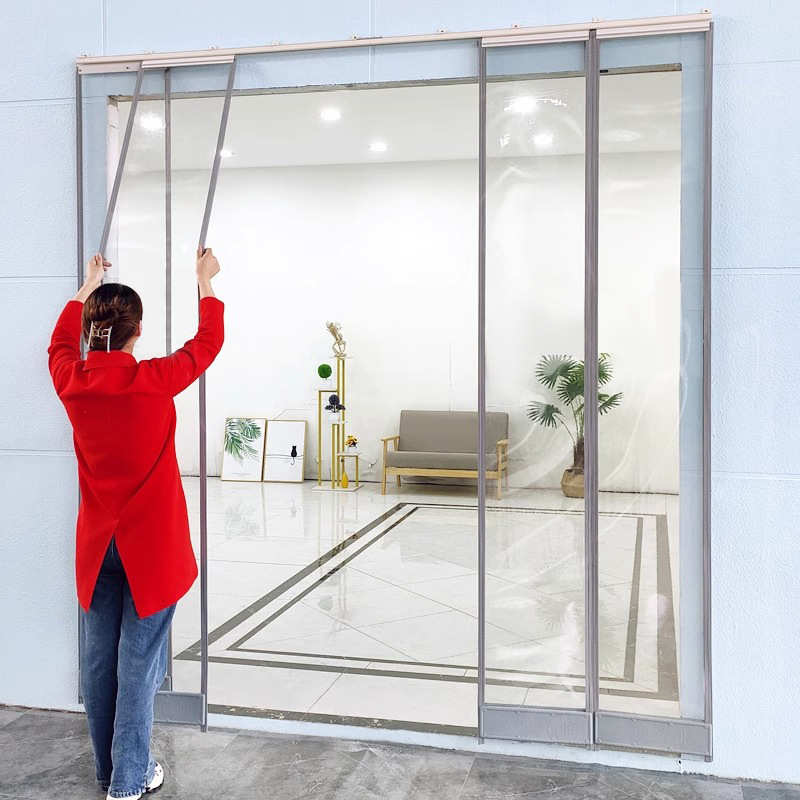 磁吸门帘空调挡风隔热防走冷气店铺商用推拉透明塑料pvc软隔断帘