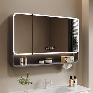 圆角智能浴室镜柜卫生间挂墙式洗漱台镜子带灯收纳一体储物柜新款