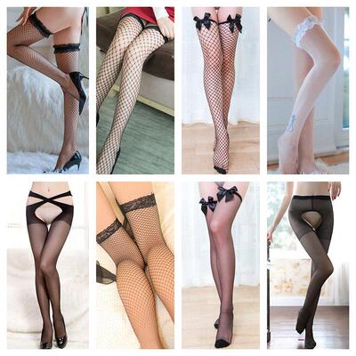 1 Pairs Women Sheer Sexy Stockings Lace Top Thigh High Nets
