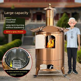 大型不锈钢户外烧香桶加厚焚香炉小区烧纸桶家用寺庙化宝烧金桶