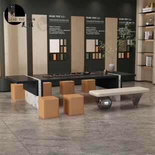 现代酒店大堂直排休闲桌椅简约民宿极简茶桌椅组合会议大长桌定制