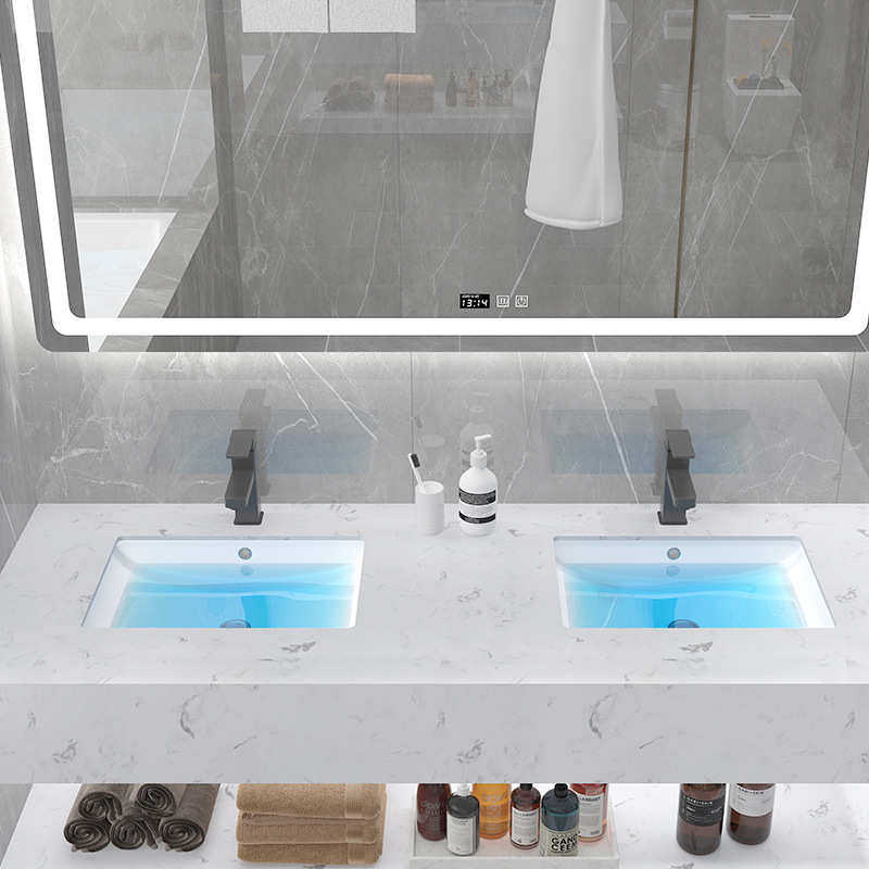 新款落地立式酒店浴室柜 厂家尺寸款式岩板人造石洗脸洗手台