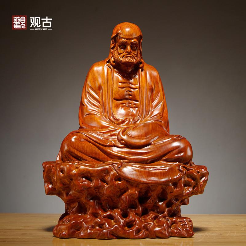 花梨木雕刻达摩祖师像摆件新中式禅意家居公司玄关茶室装饰工艺品