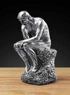 摆件人物装饰品者雕塑创意思考客厅摆设酒柜复古沉思书房工艺北欧