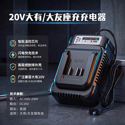 适用于大有充电器20V电池电动工具DEVON4.0AH5.0AH5.2AH电锤5401A