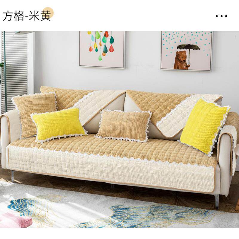 高档沙发垫四季通用加厚防滑坐垫简约现代沙皮发套冬季发毛定绒沙