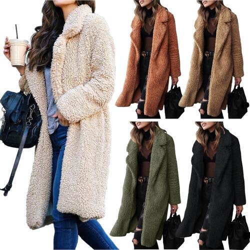 Women's long sleeved lapel, double-sided velvet women's