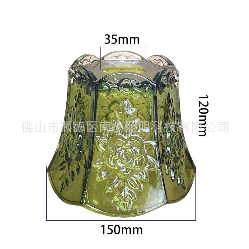 雕花玻璃灯罩黄铜吊灯飘窗餐厅装饰吊灯墨绿琥珀色走廊小吊灯灯罩