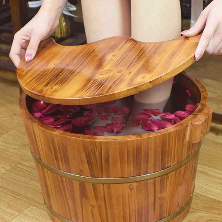 香杉木泡脚木桶家用实木浴洗脚按摩木洗盆脚442保盆温木足质桶泡