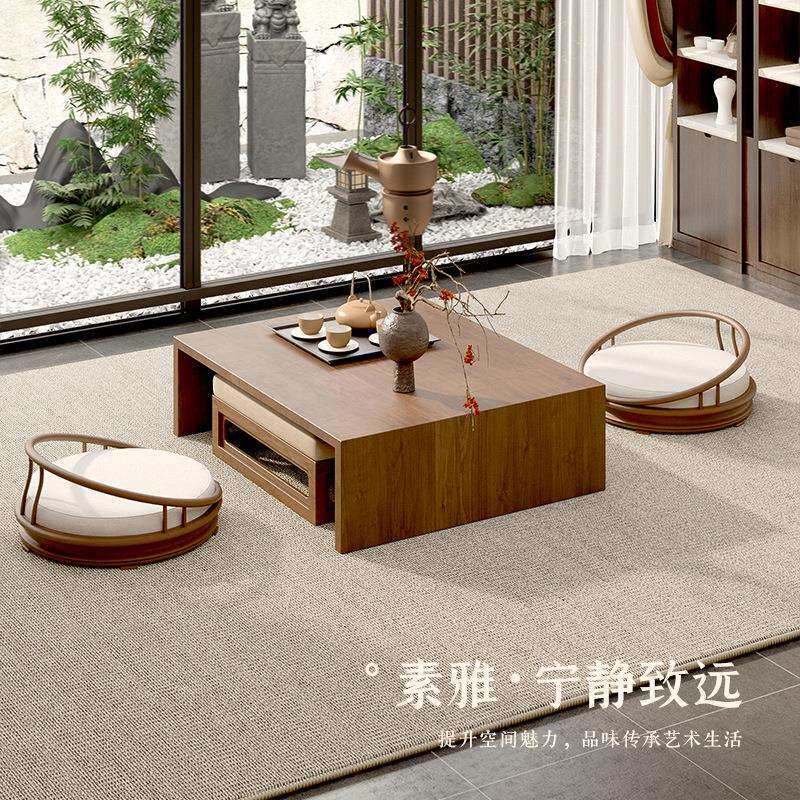 中式茶室地毯客厅高端免打理办公室茶桌地垫茶桌下免洗可擦茶几毯