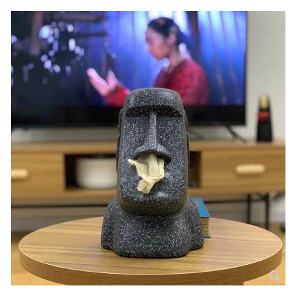 摩艾石人像纸巾盒创意餐桌客厅纸巾抽个性搞怪覆活岛moai抽纸盒