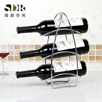 304不锈钢红酒架摆件 桌面酒架子展示架放葡萄酒架置物架三层酒托