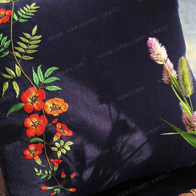 手工原创成品凌霄花苏绣发带包成人diy欧式刺绣实用礼物抱枕