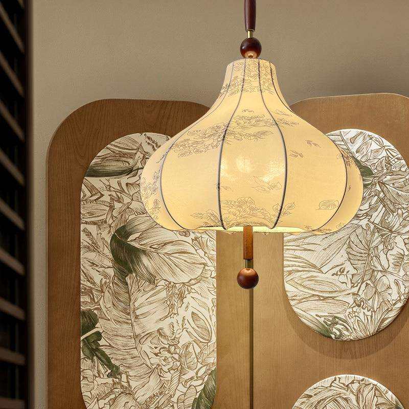 法式中古餐厅吊灯 2024款实木复古主卧室灯南洋布艺民宿房间灯具