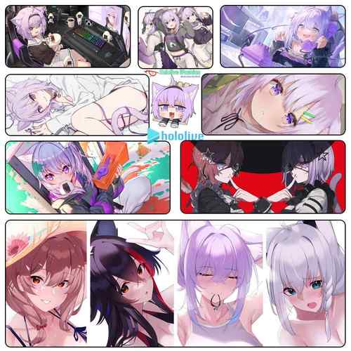 Hololive 猫又小粥 Vtuber 戌神沁音 超大锁边防滑防水定制鼠标垫