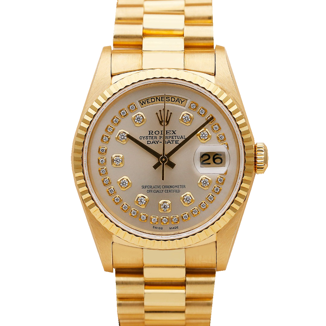 正品[9.8新]劳力士星期日历后镶钻自动机械男表18238