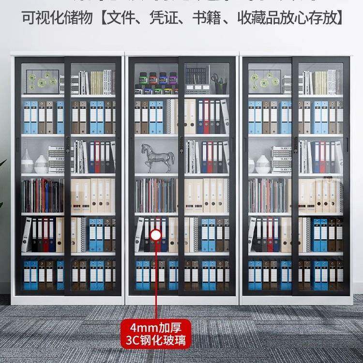 案无办公室门玻璃移文件柜带财务会计办公柜书柜推拉档锁铁皮资料