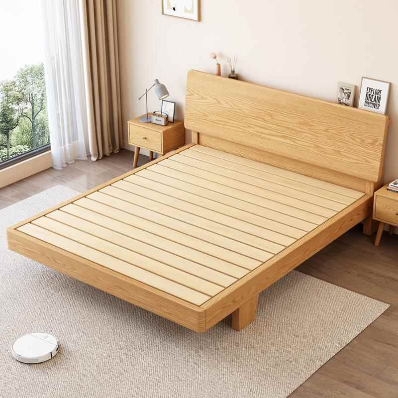 8橡木床全实木床1米双人床原木风现代约q6431.52单人床架出租简米