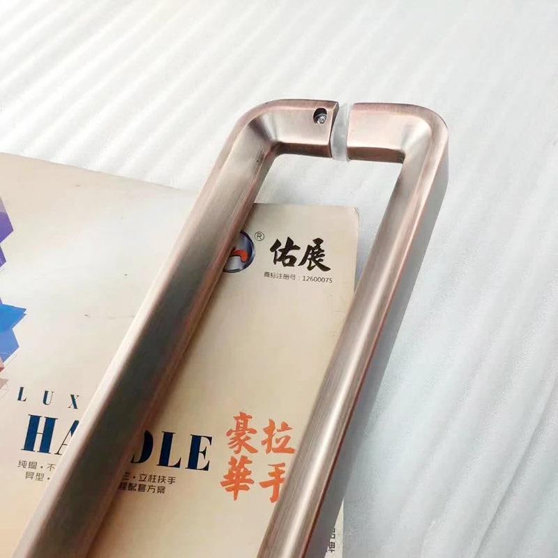 厂家供应可定 制三角弯头六边管拉手 KTV玻璃门精铸不锈钢拉手