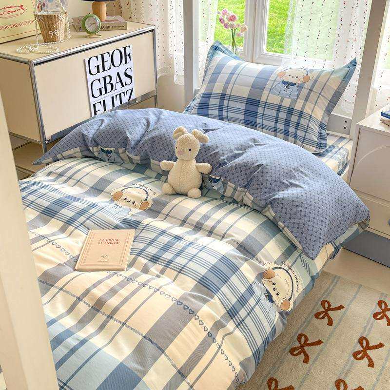 工厂全棉学生宿舍三件套纯棉床单被套六件套学校床上用品直销