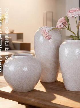 景德镇新中式白色陶瓷花瓶摆件客厅插花居家装饰高级感养花瓶陶罐