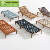 实木户外躺床泳池度假区花园别墅阳光房民宿懒人藤编躺椅休闲家具