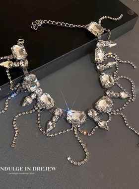 项链女轻奢小众秋冬高级设计感夸张水钻毛衣链颈链礼服辣妹配饰潮