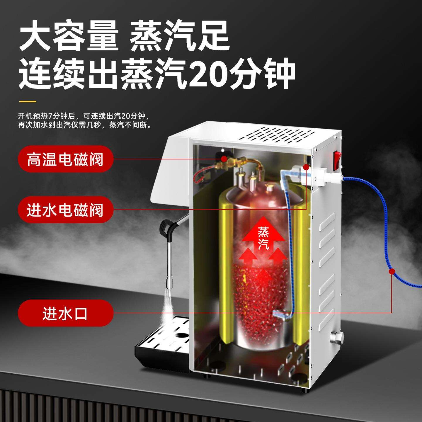 方单头蒸厨汽开水机全自动加咖机商VIV用热奶茶店奶泡啡机饮品开