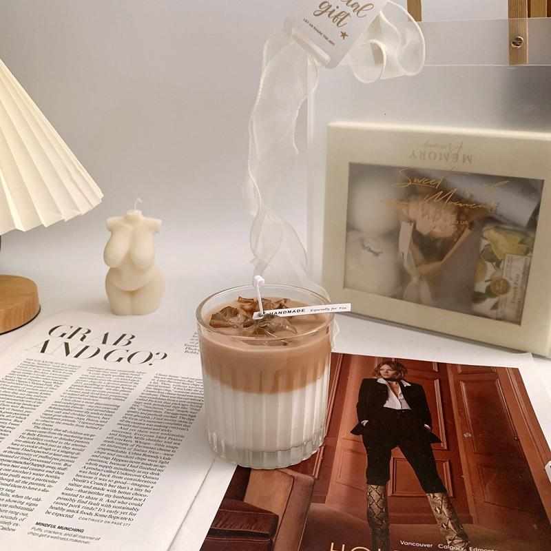 直供 手作大豆蜡ins风饮品香氛香薰玻璃杯蜡烛伴手礼套装定制