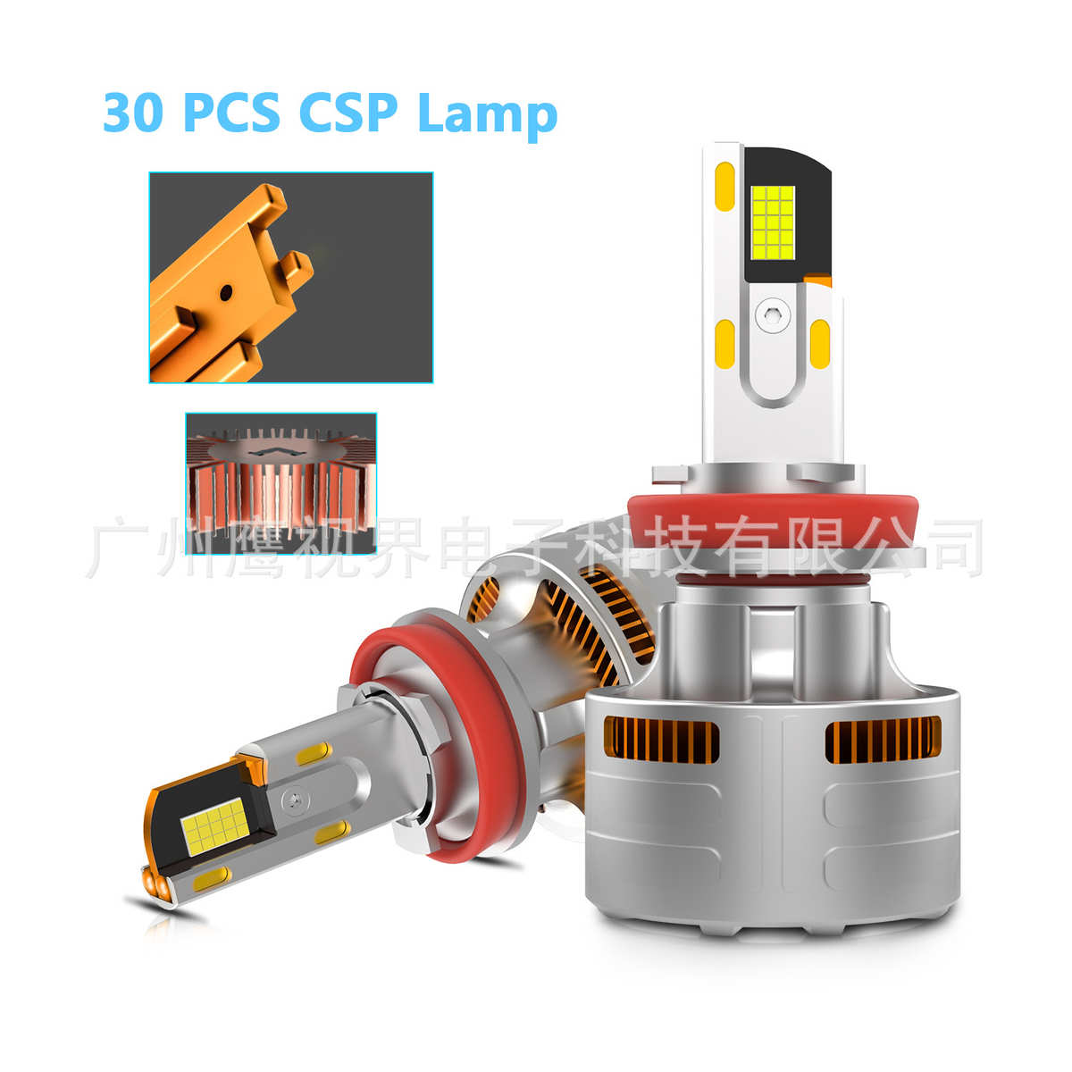 h4车灯照超铜管散热前亮大功率ledh11/改装四大灯灯泡汽车h7/