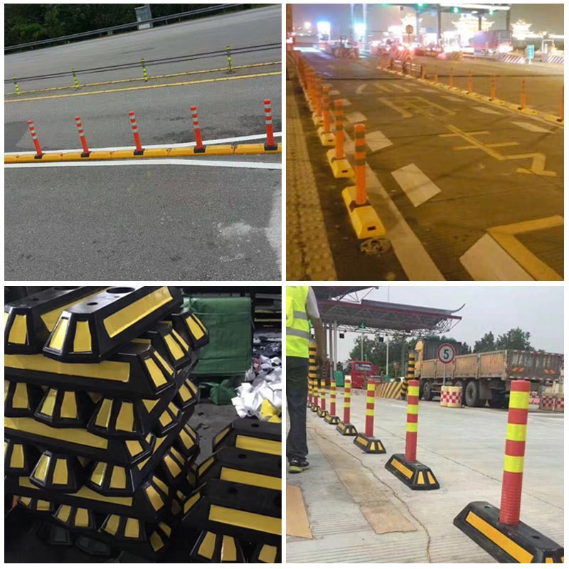 75cm分体橡胶警示柱 路口分道流防撞柱 公路隔离柱 PU路障锥 地锥