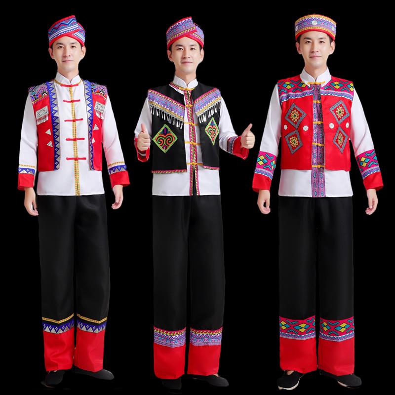 新款成人男锡伯族演出服56个名族男生少数民族合唱服舞台表演服装
