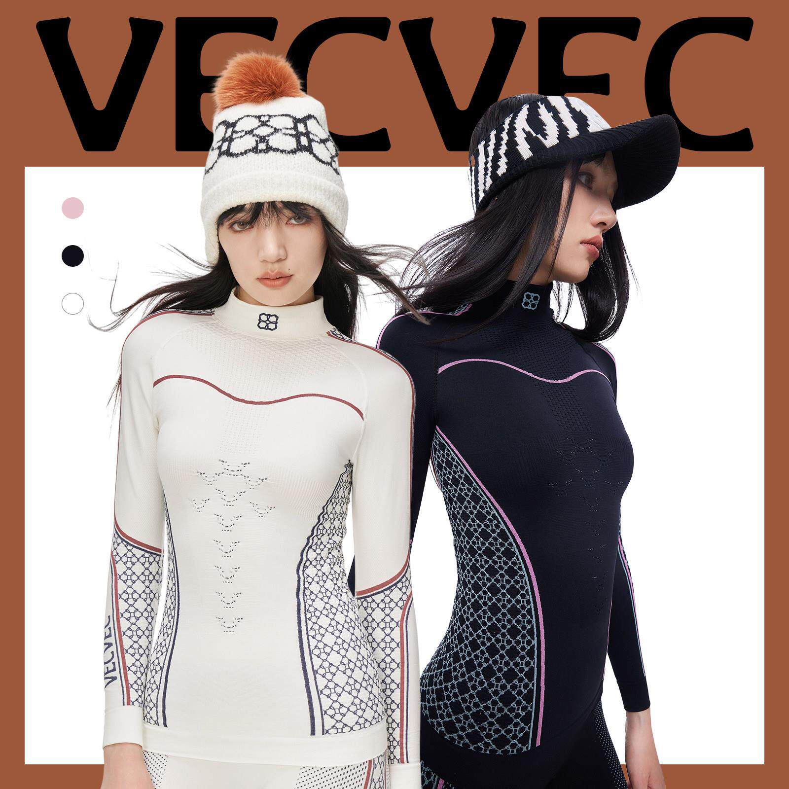 VECVEC滑雪速干衣女运动单双板针织内衣一体织紧身保暖排汗打底衣
