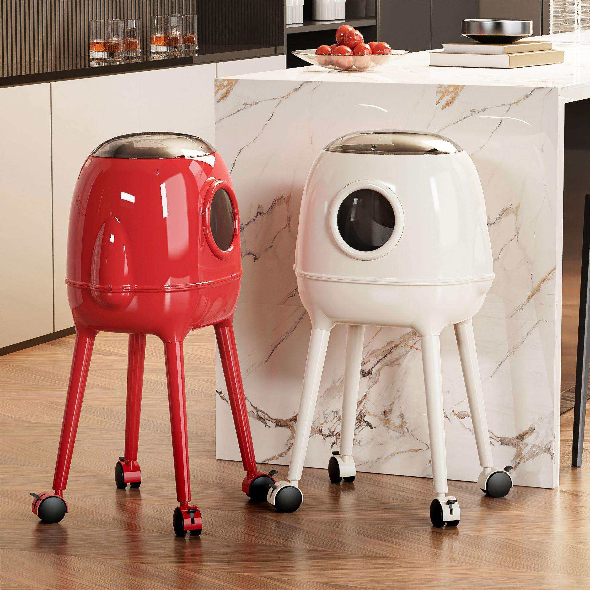 家用创意火箭纸桶升级加大容量垃圾篓高颜值厕所卧室带滑轮垃圾桶